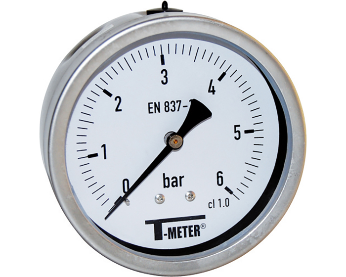 SS pressure gauge 1625 glycerine axial Ø100 1/2'' Class1 0/1.6bar